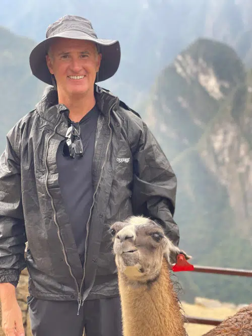 Dennis Hernandez with alpaca