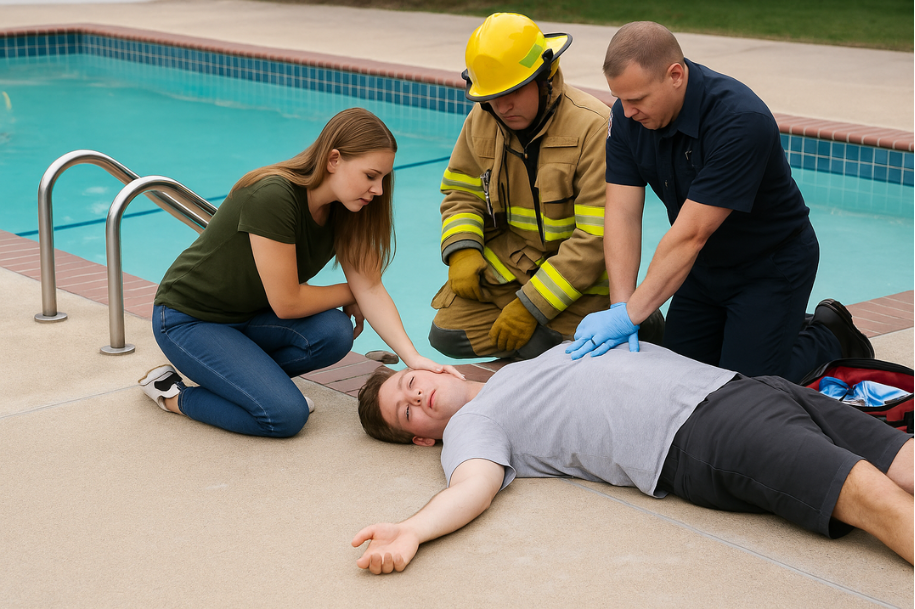 Swimming pool accident scene in Florida