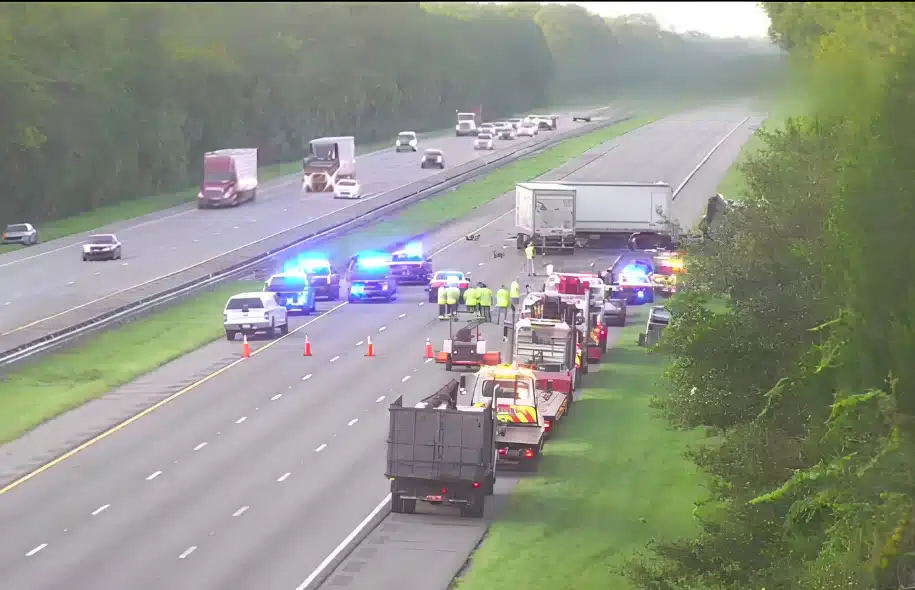 Emergency crews and police respond to a serious tractor-trailer crash on southbound Interstate 95 near Ormond Beach.